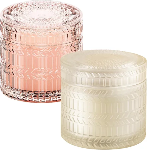 Hidden Label Vela decorativa en frasco, rosa y sándalo + velas perfumadas de vainilla y coco, velas con mecha de madera