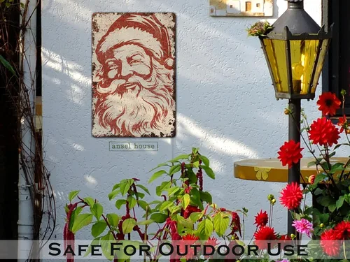 Vista 4 de Christmas Decoration Metal Santa Mantel Decor Art Sign