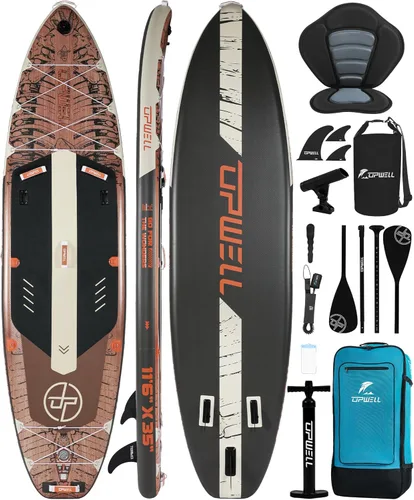 Vista 13 de UPWELL Tabla de Paddle Inflable de 10'6"/11'/11'6", Stand Up Paddleboard para Jóvenes y Adultos, Diseño Estable, Accesorios Premium de SUP, Mochila