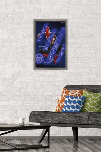 Vista 2 de Trends International Marvel Spider-Man: No Way Home - Póster de pared de bares, 14.725 x 22.375 pulgadas, versión enmarcada de madera de granero