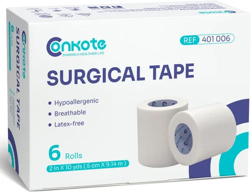 Vista 6 de Conkote Cinta quirúrgica de papel bronceado de 1 pulgada x 10 yardas, cinta médica hipoalergénica, 4 rollos