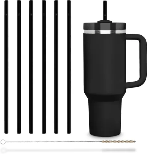 Vista 14 de Halm - Pajitas de vidrio – 6 popotes cortos de 6 pulgadas doblados reutilizables + cepillo de limpieza sin plástico – Apto para lavavajillas