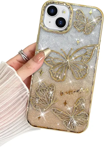 Vista 28 de BITOBE Diseñada para iPhone 16 Pro Max, Bonita Funda de Mariposa 3D Delgada con Chapado Brillante Reluciente de Lujo para Mujeres y Niñas Protectora