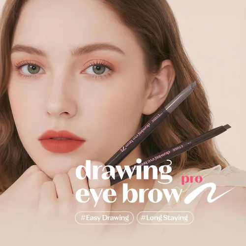 Vista 2 de ETUDE Drawing Eye Brow Pro (marrón oscuro) Lápiz de cejas para mujer, microblading, de larga duración, aspecto natural diario con textura suave