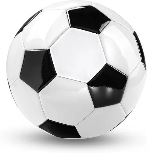 PlayBolt Soccer Ball Size 5 with Pump - Black & White Training Practice & Match Ball for Kids, Youth and Adults (Pack of 1 or 4)