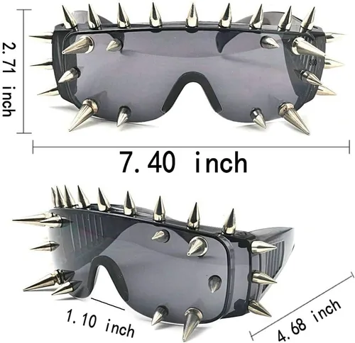Vista 6 de mincl Punk Rocker Large Shield Spike Fashion Novelty Club Gafas de sol