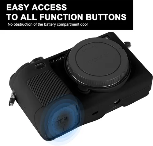 Vista 4 de Easy Hood Funda para cámara digital Sony Alpha A6000 ILCE-6000, carcasa de silicona suave antiarañazos, cubierta protectora de piel (negro)