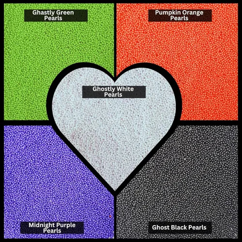 Vista 3 de Confect Sprinkles - Mezcla de perlas en plata, naranja, morado irlandés, negro y verde lima, bolas de discoteca comestibles para hornear, decoración