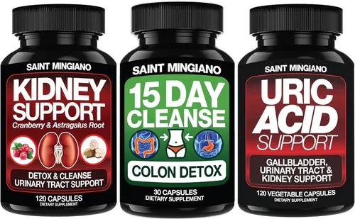 Desintoxicación de colon + limpieza renal + soporte de ácido úrico - Limpieza de hierbas 3 en 1 para la salud intestinal, riñón y articulaciones