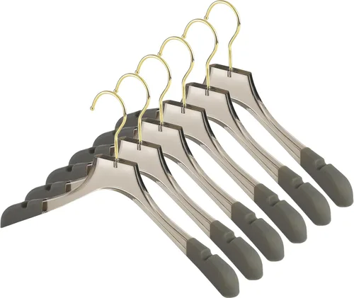 Vista 10 de Besser - Paquete de 12 perchas acrílicas de lujo de 15 pulgadas, perchas acrílicas doradas con hombros anchos para traje de abrigo, perchas
