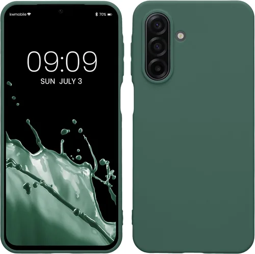 Vista 130 de kwmobile Funda compatible con Samsung Galaxy A12 - Funda protectora de silicona TPU suave y delgada - Verde oscuro mate