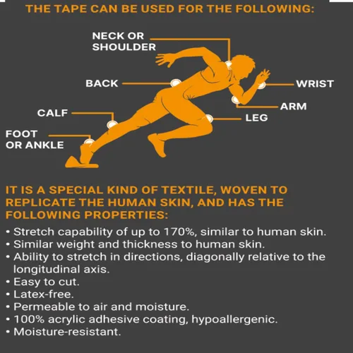 Vista 7 de JB Tape - Cinta de kinesiología – 80 tiras precortadas de 10 pulgadas – Beige – Elástica, sin látex, resistente al agua – Soporte muscular