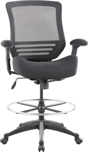 Vista 8 de BOLISS Silla de dibujo ergonómica de malla con respaldo medio de 400 libras, anillo de pie ajustable grande, reposabrazos ajustable en altura (negro)