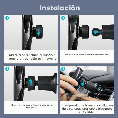 Vista 9 de pitaka Cargador de coche MagSafe para Qi2, soporte magnético de 15 W para iPhone 17/16/15/14/13 con función NFC, ventilación de aire
