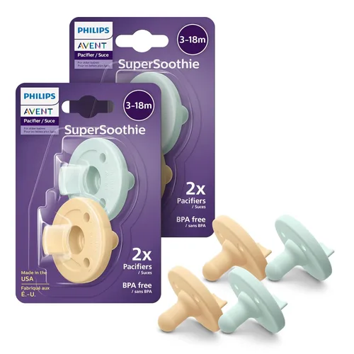 Vista 13 de Philips Avent Soothie - Chupetes ortodónticos para bebés, 100% de silicona, de una pieza, sin BPA, para bebés de 3 a 18 meses, verde, paquete de 4