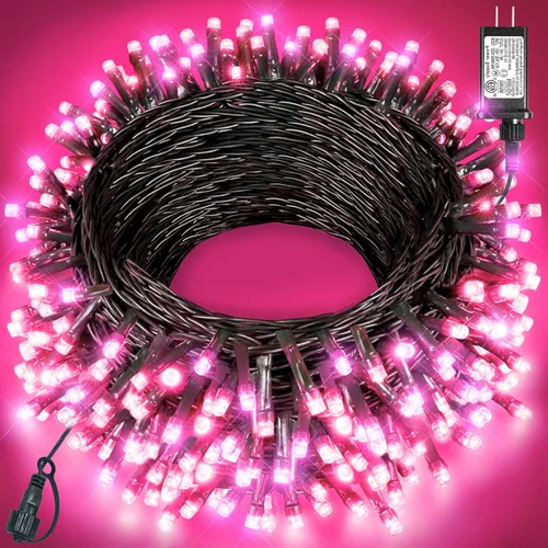 Vista 48 de Tira de luces LED de Navidad de 40 pies con 120 luces LED para exteriores, impermeables, 8 modos, cadena de alambre verde, luces parpadeantes