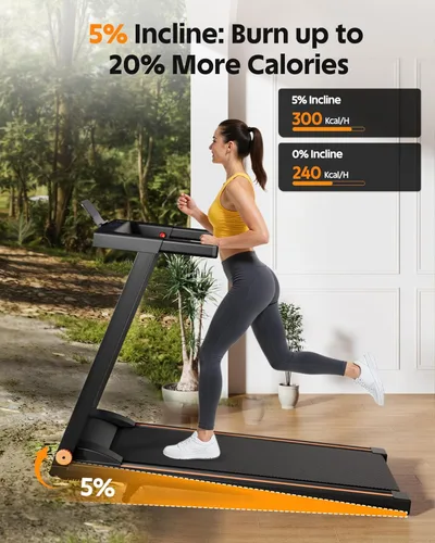 Vista 2 de 5% Incline Walking Pad Treadmill, 300LB Capacity Folding Treadmills for Home, Walking pad with Handle bar, 3.0 HP Quiet Dual Cushion System
