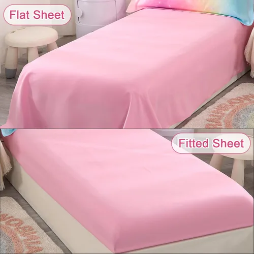 Vista 3 de Wowelife Juego de ropa de cama de 4 piezas para niñas, juego de ropa de cama rosa para niñas pequeñas, juegos de ropa de cama para niñas, juego
