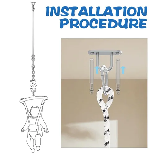 Vista 7 de G TALECO GEAR Saltador de bebé con gancho de techo para bebés y niños pequeños con cadena ajustable, balancines para interior/exterior, saltadores