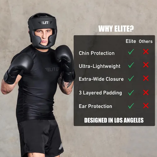 Vista 6 de Elite Sports Mejor Casco de Boxeo, Protector de Cabeza de Seguridad de Entrenamiento y Sparring para MMA, Aprendices de Kickboxing, Muay Thai