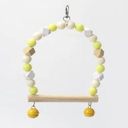 Vista 4 de Columpio de madera para pájaros para cacatúas, loros, perca, juguetes colgantes, periquitos, jaulas, patio de recreo, accesorios de gimnasios
