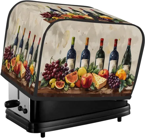 Vista 40 de Cubierta moderna para tostadora de uvas de vino tinto, protección de 2 rebanadas contra el polvo y las huellas dactilares, fundas para pan, fundas