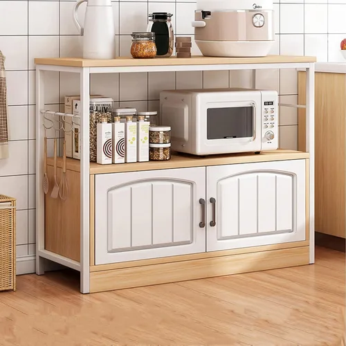 Shelves Kitchen Storage Shelves with Cabinet Doors, Multi-Layer Floor Standing Rack Shelf Ideal for Bathroom, Closet, Garage, Organizers and