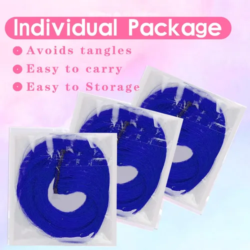 Vista 5 de GPOVVIMX 12 extensiones de cabello azul con clip, extensiones rizadas y onduladas de color para niños y niñas, extensiones sintéticas con reflejos