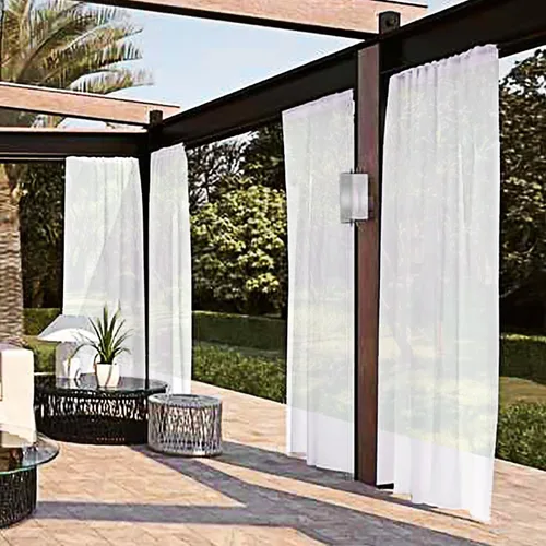 Vista 52 de SpaceDresser Cortinas traslúcidas impermeables para patio y exteriores – 2 paneles de cortina transparente con bolsillo para barra para sala