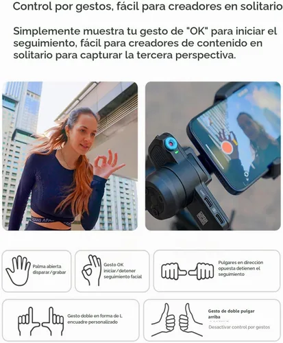 Vista 5 de FeiyuTech Scorp Mini 3 estabilizador de cardán para smartphone, cardán de teléfono de 3 ejes módulo de seguimiento de IA integrado, con ventilador