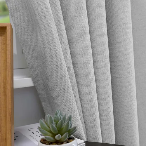 Vista 6 de LUSTROWIN Cortinas plisadas francesas de lino sintético con textura personalizada para dormitorio, cortinas opacas, cortinas de ventana para sala