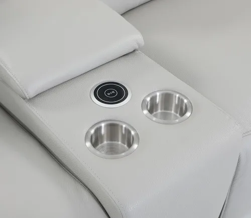 Vista 504 de BlackJack Furniture Venice - Sofá modular de cuero italiano de grano superior de 5 piezas con 3 reclinables eléctricos, reposacabezas ajustable