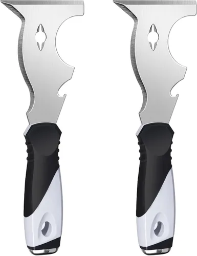 Mister Rui Paquete de 2 Cuchillos de Masilla 10 en 1 - Herramienta Multiusos para Pintores, Cuchillo de Cinta, Raspador de Pintura y Metal con