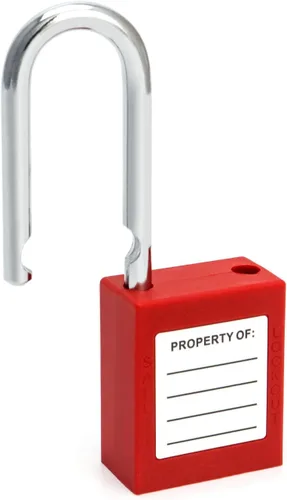Vista 5 de QWORK Candado de seguridad con etiquetado rojo, 2 candados con 4 llaves