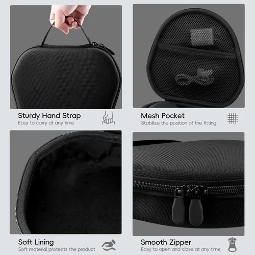 Vista 4 de khanka Estuche rígido de transporte para auriculares inalámbricos sobre la oreja de Apple AirPods Max 2/Apple AirPods Max, funda negra