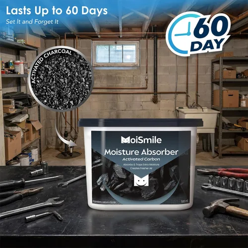 Vista 3 de Absorbedores de humedad, 6 paquetes, 10.8 onzas/10.58 oz de carbón activado eficiente absorbente de humedad y cajas de absorción de olores