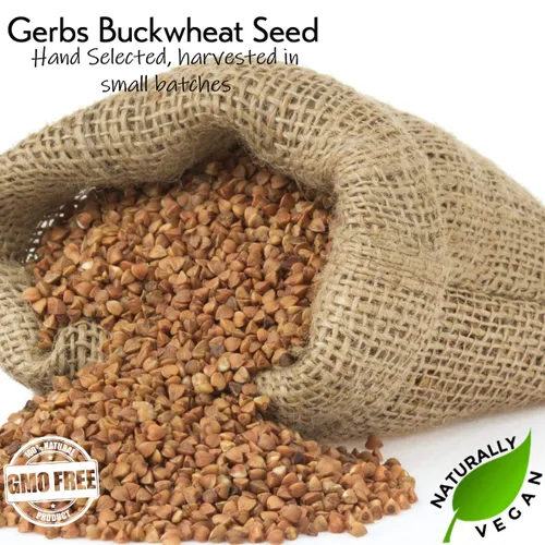 Vista 5 de Gerbs Granos de grano de trigo sarraceno de 2 libras. Sin aditivos artificiales, sin OMG, bolsa resellable Textura naturalmente terrosa y de nuez