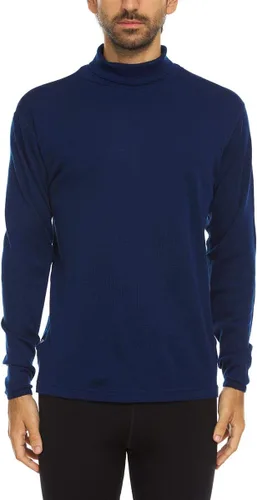 Vista 10 de 100% lana merino para hombre, cuello alto, capa base de manga larga de peso medio