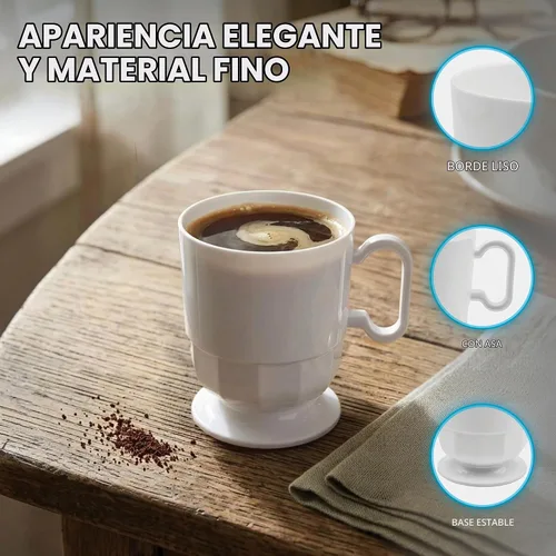 Vista 6 de Party Essentials Tazas de café de plástico duro de 8 onzas, 10 unidades, Bistro Clear (N871021)