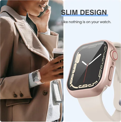 Vista 4 de Tensea [Paquete de 6] Funda protectora de pantalla para Apple Watch Series 8 y 7 de 1.772 pulgadas, accesorios para iWatch de policarbonato duro