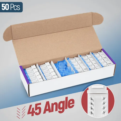 Vista 212 de Everest - Paquete de 50 conectores Keystone RJ45 Cat6 en ángulo de 45°, color blanco, conectores RJ45 hembra de perfil delgado, conector Keystone