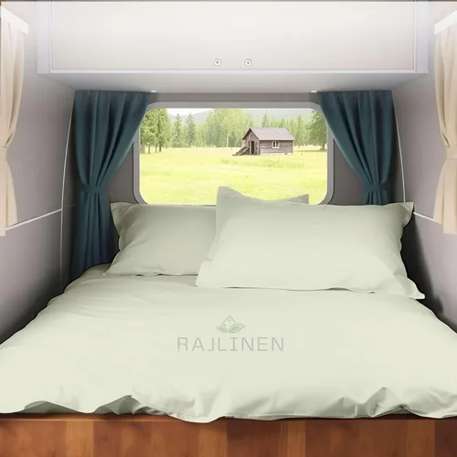 Vista 26 de Juego de sábanas para autocaravana tamaño individual (39 x 75) – 100% algodón egipcio, suave y refrescante, sábana bajera de 16 pulgadas