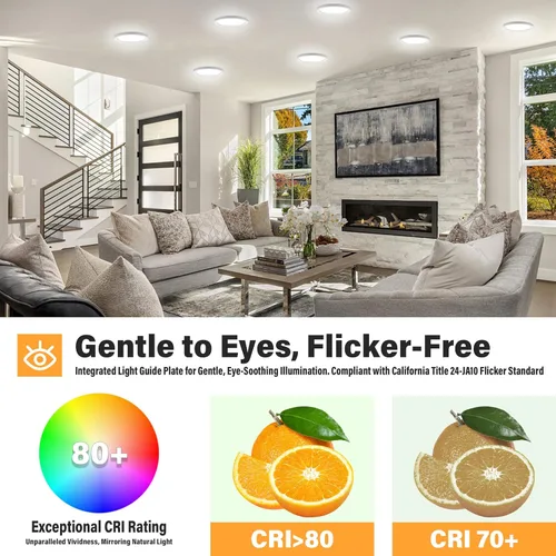Vista 6 de Lámpara de techo de montaje empotrado de 5 pulgadas con certificación ETL, regulable, luz LED blanca de 5000 K, ultrafina, redonda, para dormitorio