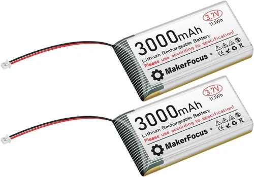 Vista 9 de MakerFocus Batería recargable de polímero de litio de 3.7 V 3000 mAh, batería LiPo 1S con placa de protección, cinta de goma aislada y enchufe JST