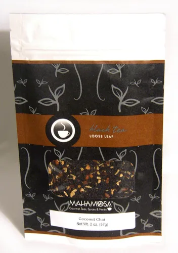 Mahamosa Coconut Chai 2 oz – Té Chai Negro Hoja Suelta (Looseleaf) (con raíz de jengibre, canela, coco rallado, jengibre, coco y sabores de vainilla)