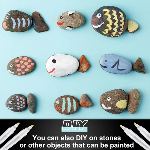 Vista 5 de Juego de 6 marcadores de pintura de recambio en blanco de doble extremo recargables, marcadores vacíos recargables para pintar, rellenar con tu