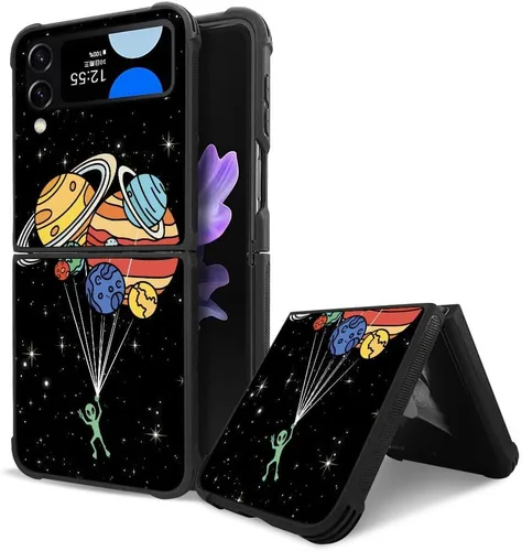 Vista 34 de Funda compatible con Samsung Galaxy Z Fold 2 5G, sistema solar de globo alienígena, diseño de patrón increíble, a prueba de golpes, antiarañazos