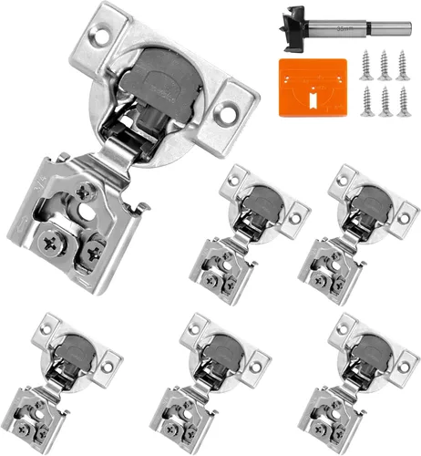 Vista 18 de Bisagras de gabinete de 1 pulgada de superposición con cierre suave, 2 paquetes de bisagras de cierre lento y suave para gabinetes de cocina