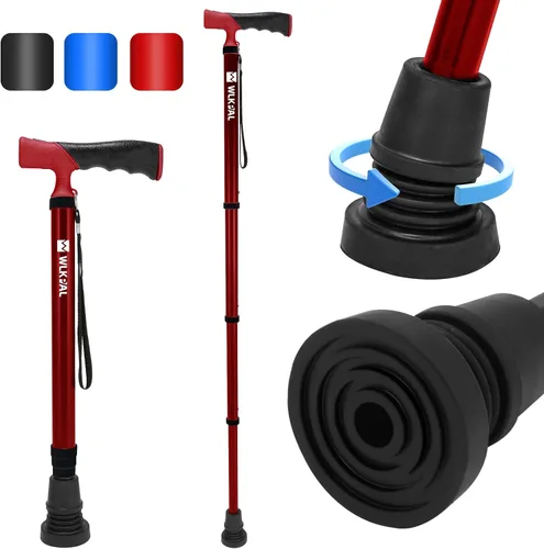 Vista 8 de Bastón plegable telescópico de un botón (Serie Anchor) – Como un paraguas Bastón plegable compacto, liviano y apto para viajes, ajustable, puntas