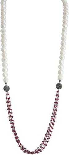 Perla y collar de rubí de lazo